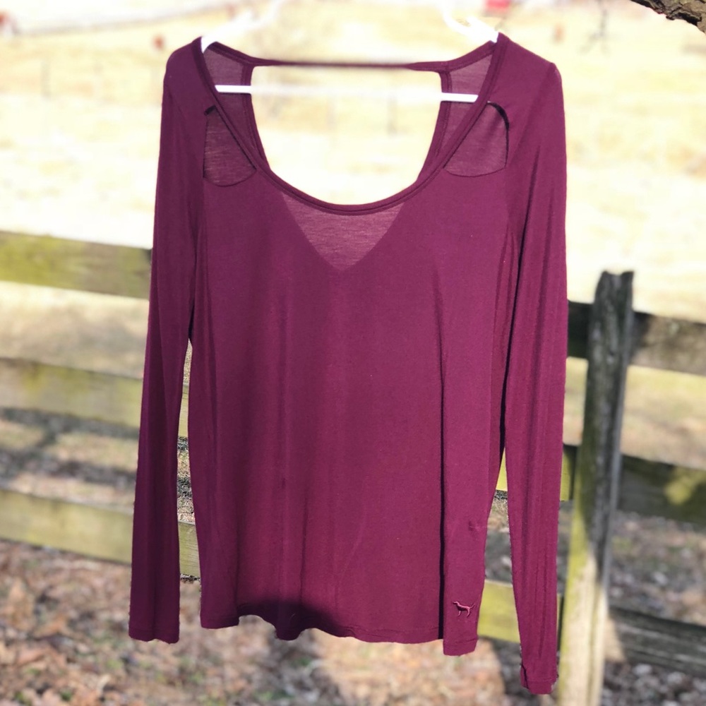 Pink VS long sleeve cut out soft top